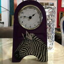 アウトレット 未使用 送料無料 シマウマ zebra パープル 紫 ラグジュアリー ガラス 卓上置時計 卓上 置時計 アナログ 15004 キラキラ インテリア...