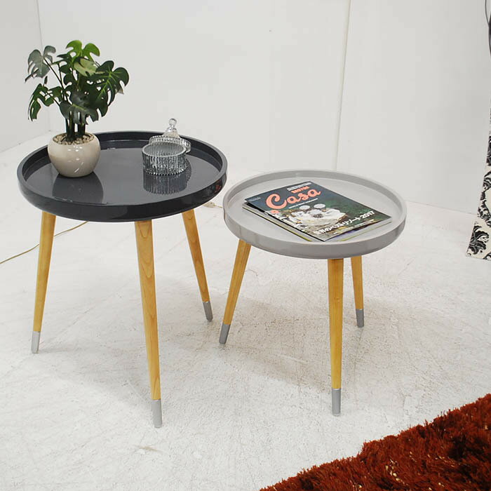 アウトレット 現品限り 未使用 送料無料 カカ サイドテーブル 丸 北欧 2個セット リビング 寝室 ベッドサイドテーブル ナイトテーブル 幅50 幅45 かわいい 可愛い オシャレ ショップ ディスプレイ コンパクトサイズ 　　ミキインテリア