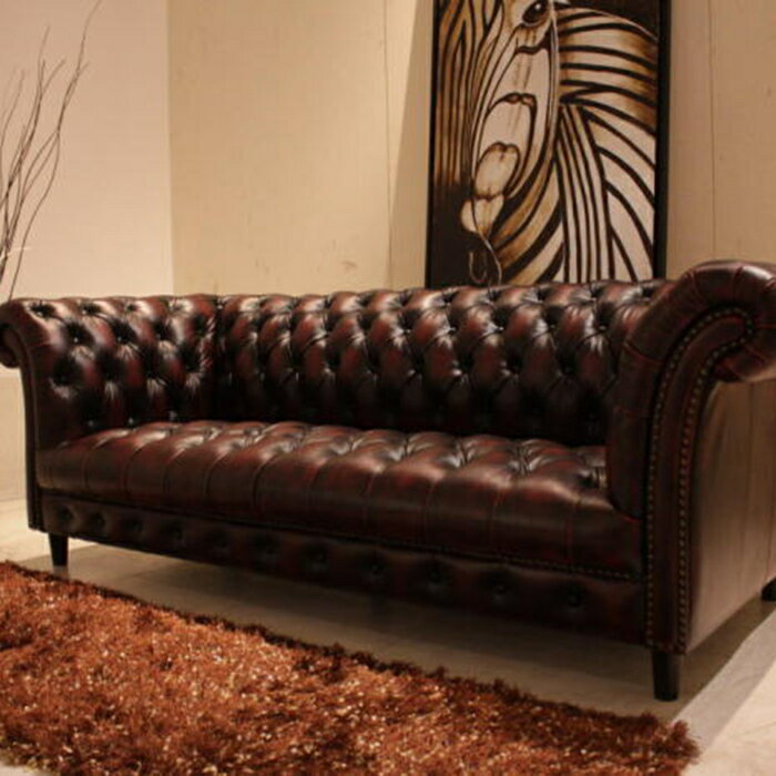 アウトレット 送料無料 総本革 総革張り チェスターフィールドソファー BUCKINGHAM バッキンガム レッド 3Pソファー トリプルソファー 3人掛けソファー 三人掛けソファー ソファ モダン ポケットコイル オシャレ カッコイイ 家具ミキインテリア [2]