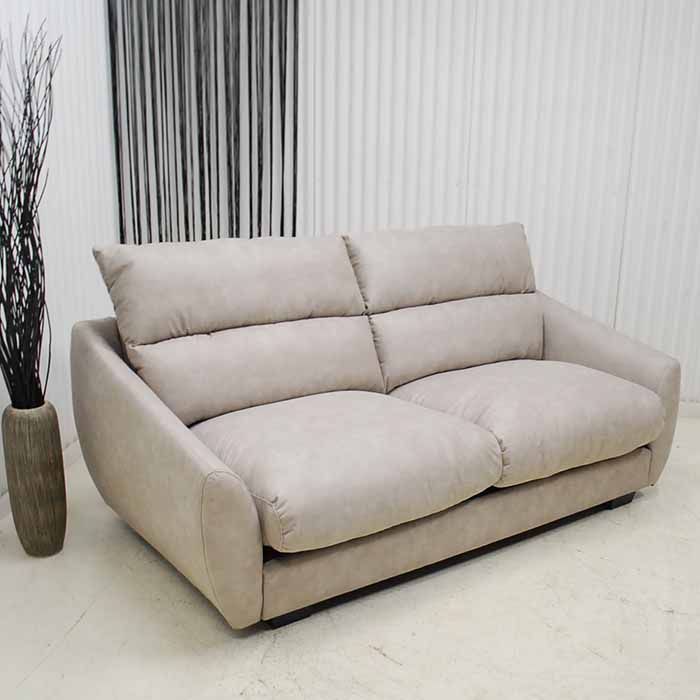 Love Sofa - アウトレット 展示品 送料無料 現品限り 北欧調モダン キズ汚れに強く通気性に優れたセーフスペックレザー 布張り グレー 重圧感のある佇まい3人掛けソファー 3Pソファー トリプルソファー 家具 ミキインテリア