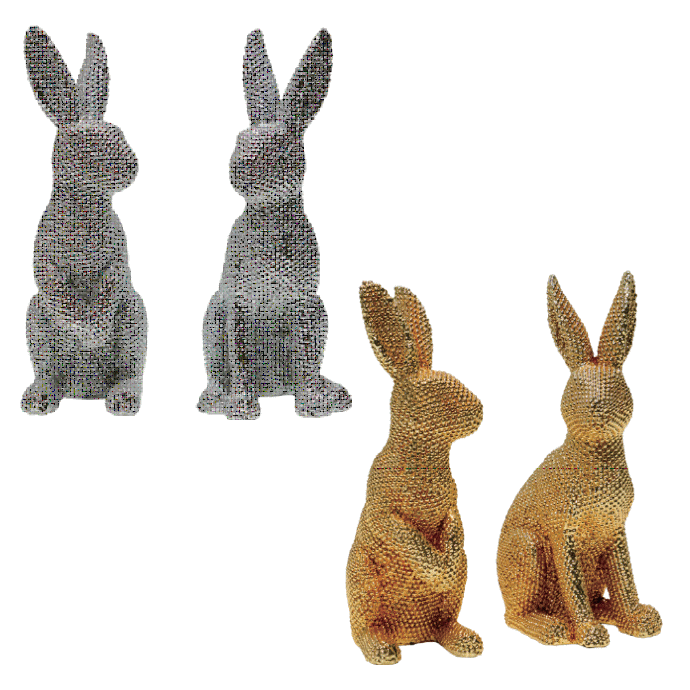 乐天商城 - アウトレット 送料無料 新品 ウサギ シルバーかゴールド2体セット うさぎ ラビット rabbit アニマル ラグジュアリー おしゃれオブジェ 銀 金 雑貨 キラキラ リビング 玄関 廊下 寝室 置物 小物 プレゼント ミキインテリア