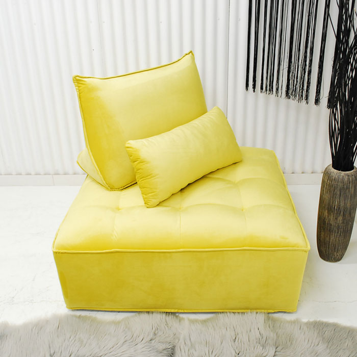アウトレット 送料無料 未使用 ラグジュアリーモダン チェスターフィールド調 オットマン スツール イエロー系 正方形 上品 存在感 ファブリック 布地 幅100cm 腰掛 足置き 脚乗せ インテリア リビング 1人掛け 一人掛け 家具 ミキインテリアオリジナル