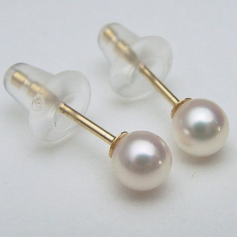 Pt900/K18/K14WGアコヤ真珠ピアス【3.5mm-4mm】【メール便送料無料】ewl-5535 (あこや本真珠 アコヤ本真珠 あこや真珠 和珠 パール...