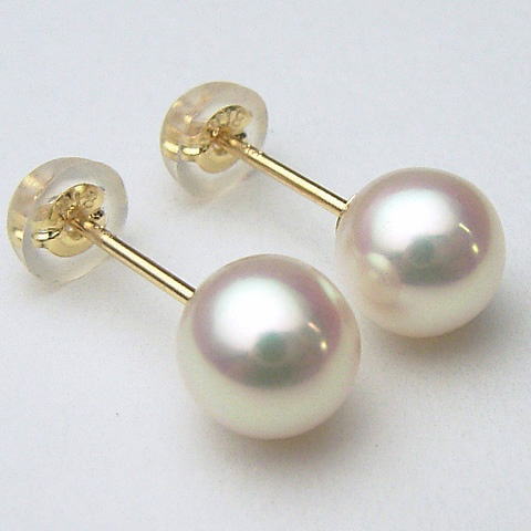 Pt900/K18/K14WGアコヤ真珠ピアス(SVイヤリング、チャーム)【越物】【6mm-6.5mm】ewn-5848【メール便送料無料】(あこや真珠 和珠 ...