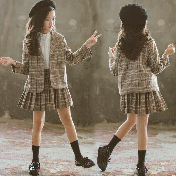 入学式 女の子 スーツ 卒業式 フォーマルスーツ 女の子 服 卒園式 女の子 キッズ フォーマルスーツ 子供スーツ 女の子 2点セット 卒業式 スカートスーツ 女の子 チェック柄 子供服 プリーツスカート ジュニア服 七五三 発表会 120 130