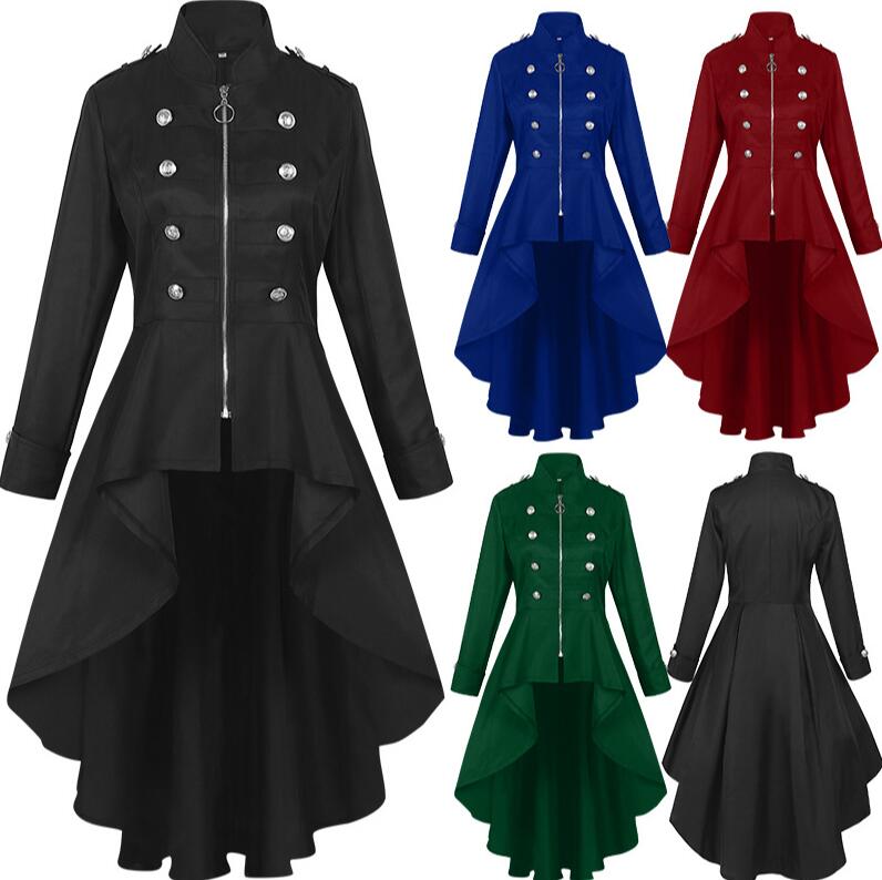 【送料無料】大人用コスチューム レディース ロングコート 女性ジャケット イレギュラ ー ダンス衣裳 舞台衣装 燕尾服 中世紀欧風 女王様 貴族 伯爵 マジシャンコート魔術師コスプレ ステージ衣装 ハロウィンコスチューム パーティー 舞台劇 学園祭 お芝居 舞