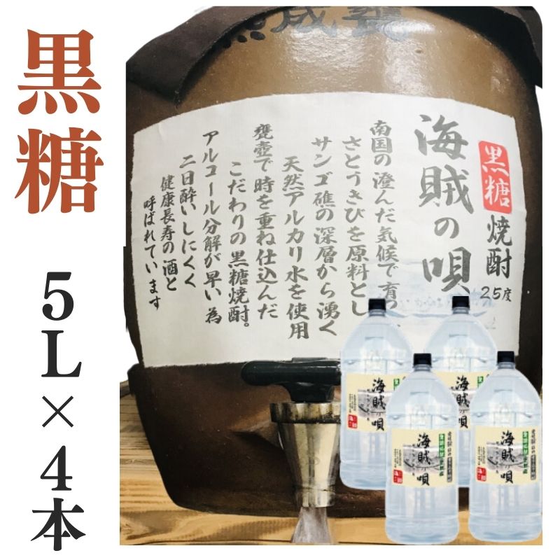 黒糖焼酎 家飲み 量り売り焼酎 5L 4本 海賊の唄 【愛媛朝詰め】奄美大島 居酒屋 大容量 送料無料 北海道・沖縄・離島は別途送料がかかります 