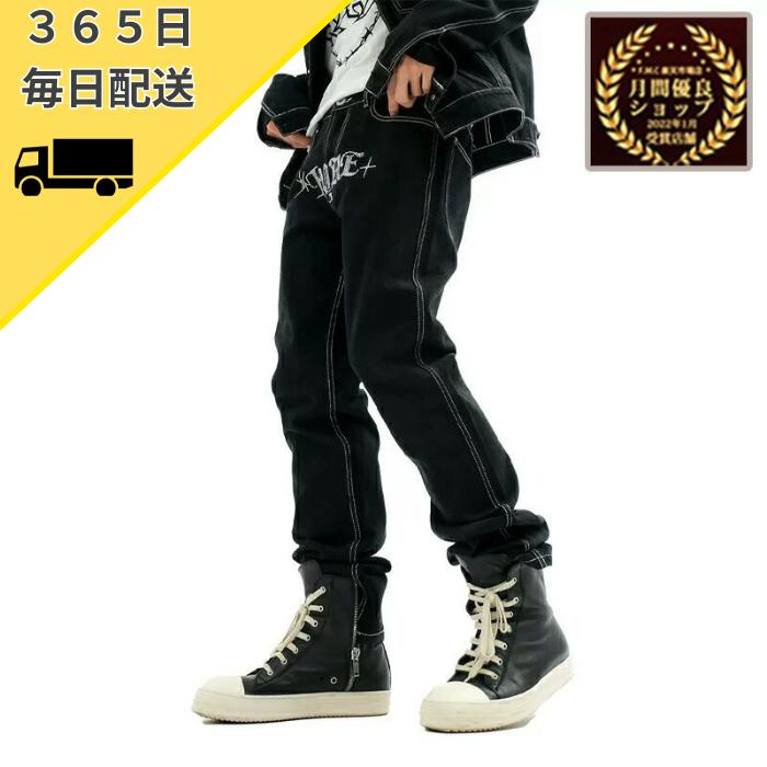 楽天ヴェルチェスティー 楽天市場店EVAE MOB エバーモブ BLACK DENIM PANTS ラインストーン キラキラ デニム パンツ ジーパン ジーンズ Gパン Gパンツ クール ストリート ファッション