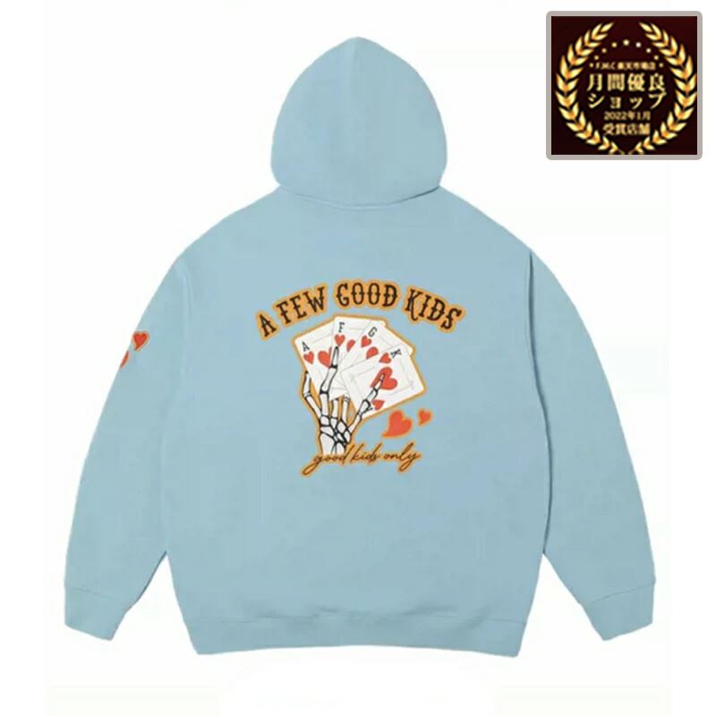 楽天F.M.C.＼本日エントリーでポイント4倍／値下げ SALE【20％OFF！定価 18,480円 → 14,700円】a few good kids AFGK フーディー パーカー ブルー トランプ ドクロ 長袖 アフューグッドキッズ ストリートファッション ストリート ストリートファッション ヒップホップ ラッパー