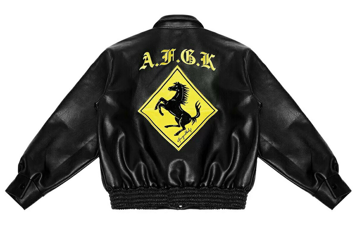 【レビュー記入でAFGK不織布バッグプレゼント！】a few good kids DONCARE AFGK afewgoodkids 馬柄 レザー ジャケット JACKET スタジャン ブラック バイク レーシング 革ジャン　ストリートファッション