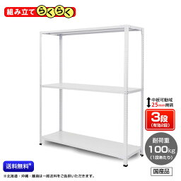 【送料無料】　業務用スチールラック　組立簡単タイプ　耐荷重：1段100kg　【高さ2400 x 横幅1200 x 奥行600 x 棚板3枚(有効段数2段)】