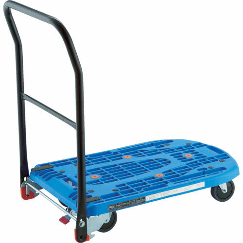 【トラスコ】樹脂台車カルティオフラット回転ハンドル780X490S付ブルー