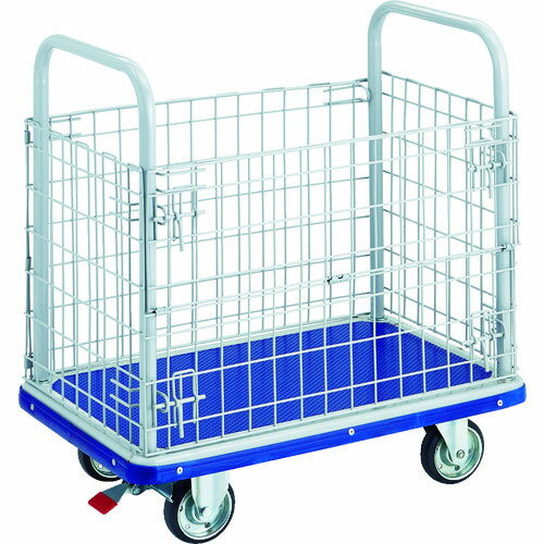 【トラスコ】プレス製台車　ドンキーカート　金網付　810×510　ストッパー付