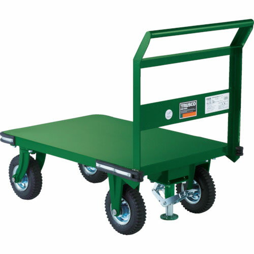 【トラスコ】鋼鉄製運搬車　900X600　Φ223空気入タイヤ　鋳物金具　ストッパー付