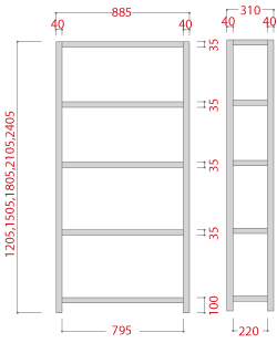 【送料無料】　≪ステンレス製だから錆びに強い！150kg/段　SUS430　軽量ボルト式ステンレス棚≫　【高さ2100 x 横幅875 x 奥行300 x 棚板6枚(有効段数5段)】 2