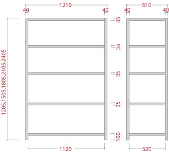 【送料無料】　業務用スチールラック　耐荷重：1段150kg　【高さ1800 x 横幅1200 x 奥行600 x 棚板8枚(有効段数7段)】 2