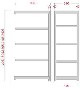 【送料無料】 業務用スチールラック ボルトレス・増連型 オープン型 耐荷重:1段300kg【高さ1500 x 横幅900 x 奥行600 x 棚板3枚(有効段数2段)】 [2]
