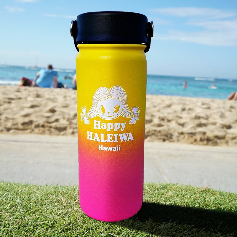 2020年最新入荷！≪正規品≫Happy HALEIWA ハワイ限定 ハッピーシェイブ アイスウォーターボトル 保冷・保温ボトル【入手困難】【大人気】【HAWAII】【水筒】【ピンク】【ハッピーちゃん】※ハイドロフラスクとのコラボレーションボトルではありません。