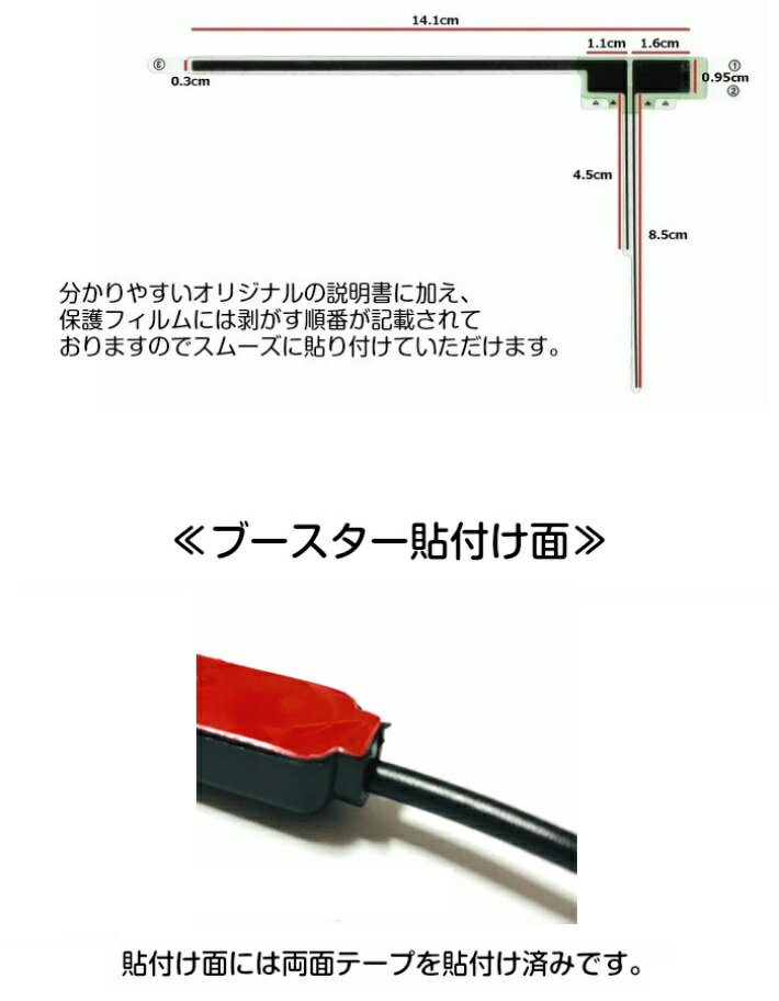 TU-200D 三菱 地デジ フィルムアンテナ GT13 コネクター ケーブルセット 取付説明書 ガラスクリーナー付 3