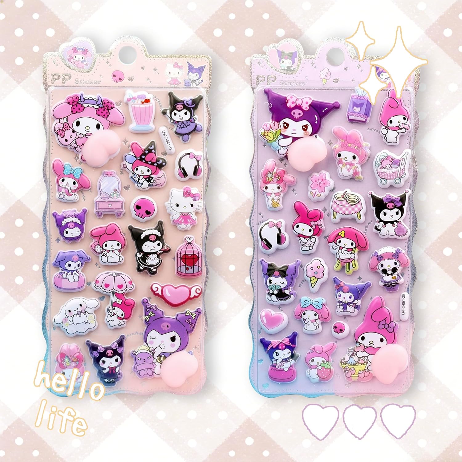 クロミ／マイメロデ 風3Dシール 立体シール ぷにぷに 柔らかい ぷっくり かわいい 立体 おしゃれ デコシール ごほうび 子供 貼り付け可能 贈り物 手帳 携帯 女の子 DIY用 手帳用 水筒・スマホケース・アルバム飾り用 貼り付け可能[2枚セット] milaibao-10000342 lulalula サンプル画像2