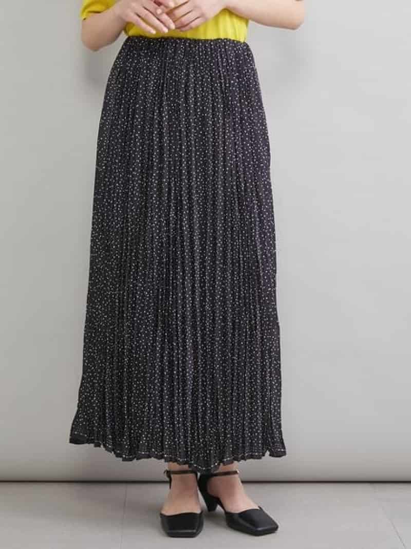 【SALE／50%OFF】ドットプリントワッシャープリーツスカート Mila Owen ミラオーウェン スカート ロング・マキシスカート ブラック【RBA_E】【送料無料】[Rakuten Fashion] milaowen-10005954 Mila Owen/ミラオーウェン サンプル画像3