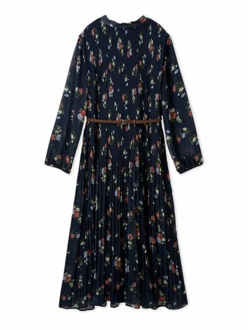 【SALE／50%OFF】プリーツ花柄ベルト付きワンピース Mila Owen ミラオーウェン ワンピース・ドレス ワンピース ネイビー イエロー【RBA_E】【送料無料】[Rakuten Fashion] milaowen-10005874 Mila Owen/ミラオーウェン サンプル画像3