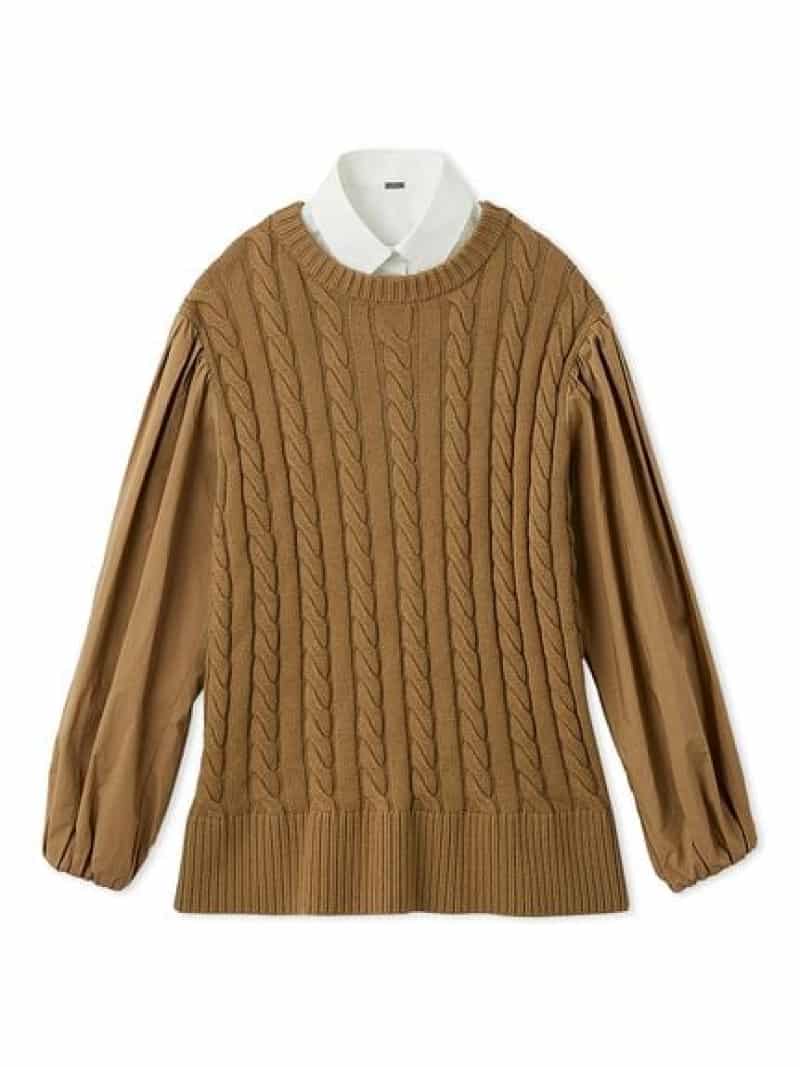 【SALE／50%OFF】付け衿付きシャツドッキングケーブルニット Mila Owen ミラオーウェン トップス ニット ネイビー【RBA_E】【送料無料】[Rakuten Fashion] milaowen-10005837 Mila Owen/ミラオーウェン サンプル画像2