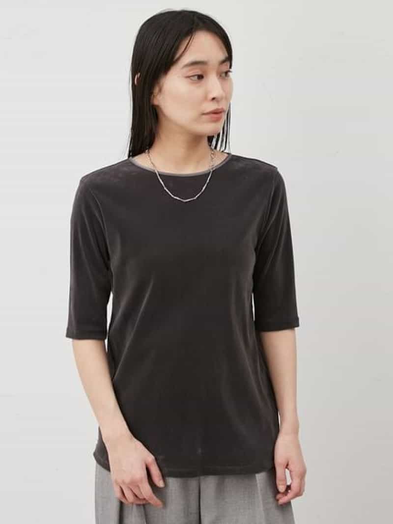 【SALE／50%OFF】フロッキーベロア後ろスリット半袖トップス Mila Owen ミラオーウェン トップス カットソー・Tシャツ イエロー ブラック【RBA_E】[Rakuten Fashion]のサムネイル