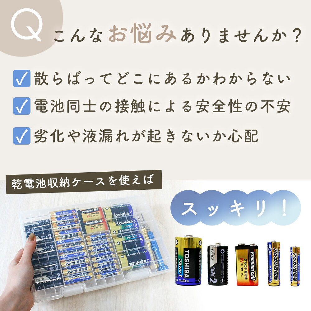 連休も出荷中！ 【mitas公式】電池ケース 乾電池ケース 乾電池 収納ケース 単1 単2 単3 単4 角型 対応 電池 充電池 収納 ケース エネループ 整理 便利 整理整頓 スッキリ まとめて保管 電池整理 防災グッズ ゲーム milasic-10000754 ミラシック(MILASIC) サンプル画像3