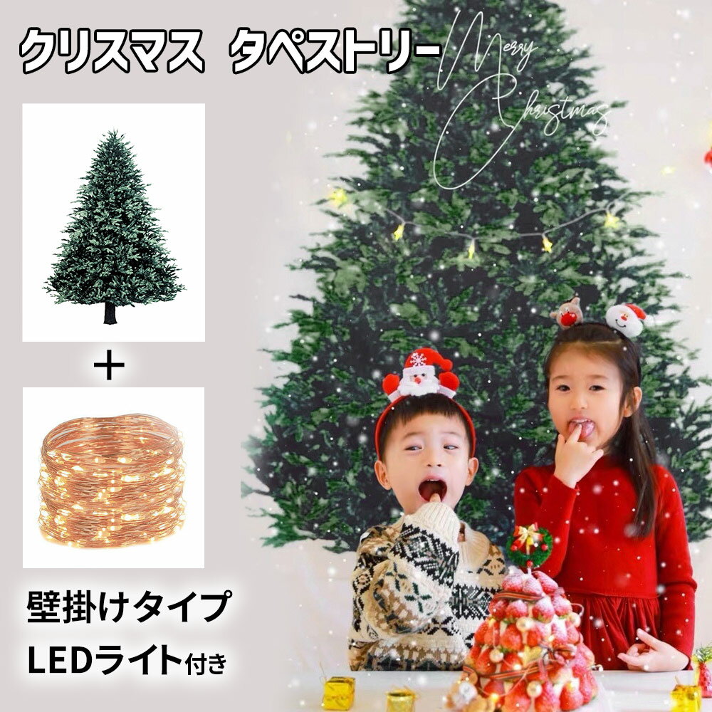 ツリー クリスマスタペストリー 約140×95cm タペストリー クリスマス クリスマスツリー LEDライト 100球 電飾 イルミ イルミネーション 飾り 壁飾り 壁掛け 壁 おしゃれ オーナメント フェアリーライト ジュエリーライト LEDライト付き 装飾 シンプル 布 布地 xmas