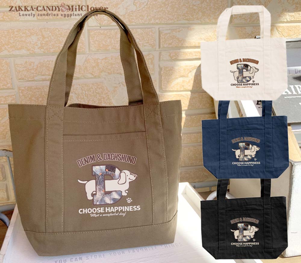 フロントポケット 12oz キャンバスライントート(S) Dロゴ ダックス