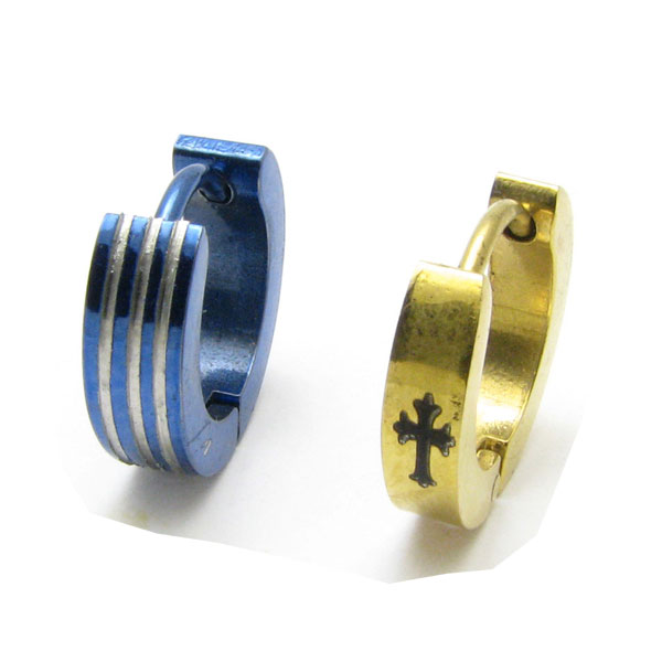 ピアス フープ ゴールドカラー ブルーカラー ステンレス製ピアスkp52006【ピアス】