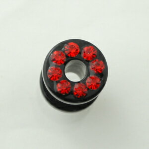ボディピアス アクリル製ボディピアス クリスタル付きトンネル(黒)4G ACTN007