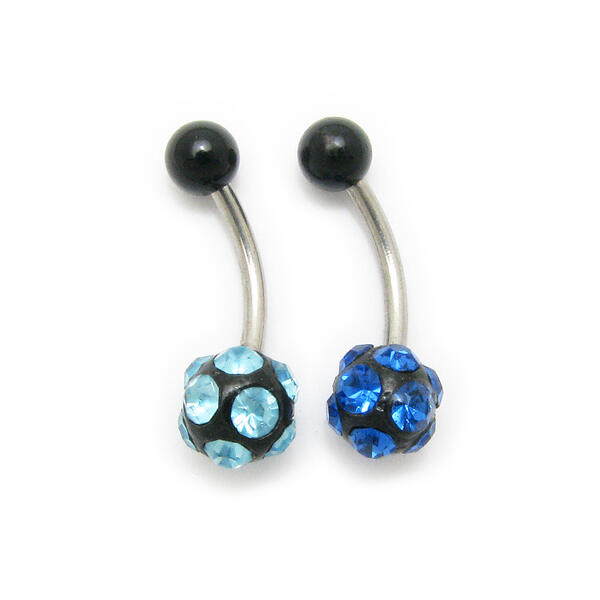 ボディピアス カーブドバーベル バナナバーベル ラインストーン ステンレス ミラーボール BP2601