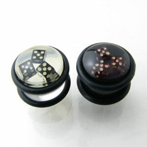 ボディピアス アクリル製 ダブルゴム サイコロプラグ 12mm AP011 ボディピアス アクリル製 ダブルゴム サイコロプラグ 12mm AP011
