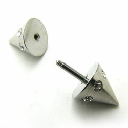 ボディピアス 16g 大きいダブルスパイク石付きプラグfp-wsp-sv-16g