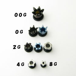 ボディピアス ギザギザトゲトゲ シングルフレア ステンレスプラグsp034