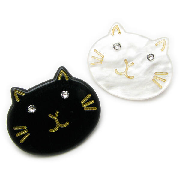 ブローチ レディース 猫 ねこ ネコ キャット ラインストーン アクリル かわいい 黒猫 白猫 ピンブローチ ラペルピン JS10026のサムネイル