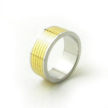 指輪 網目模様のゴールドカラーステンレスリング KR307【リング】