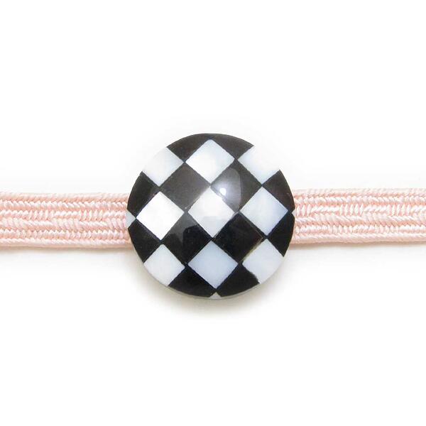 帯留め シェル 貝 天然素材 丸 シンプル 小さい 市松 格子 チェッカーフラッグ 着物アクセサリー 和小..