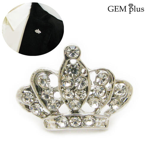 ラペルピン メンズ クラウン 王冠 レディース シンプル ラインストーン ピンブローチ CHS10094【GEM plus】【結婚式】