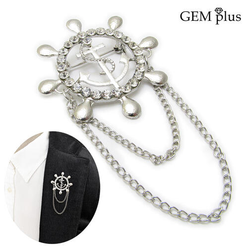 ブローチ ラペルピン いかり マリン 船 錨 碇 アンカー メンズ レディース チェーン 海 結婚式 CHS10096【GEM plus】