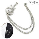 ラペルピン ブローチ メンズ レディース ギター 楽器 チェーン 音楽 CHS10098 タックピン【GEM plus】【結婚式】
