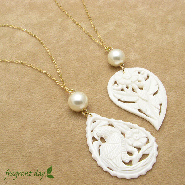 ネックレス レディース お花 フラワー パール 真珠 鳥 しずく ドロップ チェーン ゴールド 雫【fragrant day】ペンダント KN54001