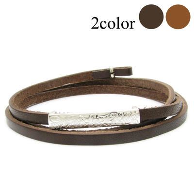 ブレスレット メンズ レディース ハワイアンジュエリー レザー シルバー close to me アンクレット プリメリア 3重巻き 2重巻き SBR13-07...