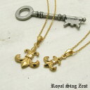 ペアネックレス シルバー K23RGP ゴールド RoyalStagZEST 百合の紋章 フルールドリス 天然 ダイヤモンド 二個セット SN26-007008【ペンダント】