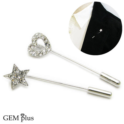 ラペルピン スター 星 ハート ピンブローチ ブローチ KS55013【GEM plus】【メンズ】【結婚式】【レディース】