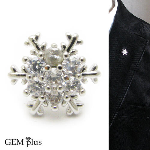 ラペルピン 雪の結晶 ピンブローチ スノーフレーク CHS10041【GEM plus】【ラベルピン】【メンズ】【結婚式】【レディース】