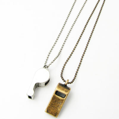 ネックレス 笛 ホイッスルのロングチェーンネックレス アンティークカラーKN34015【ペンダント】【ネッ..