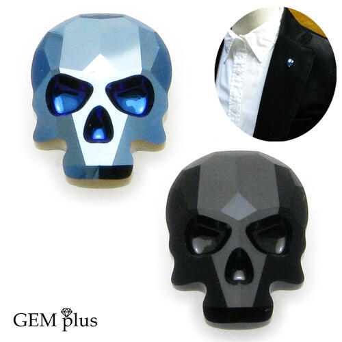 ラペルピン メンズ スカル シンプル スワロフスキー 骸骨 ドクロ ピンブローチ JS10006【GEM plus】【結婚式】【レディース】